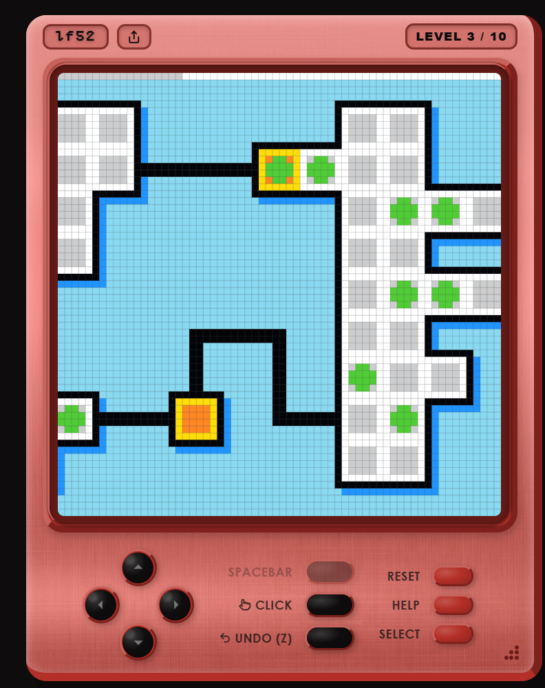 lf52, level 3: human play, the board running off the screen