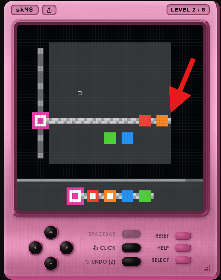 sk48, level 2: human play, a box pushed to the wall and speared (Boss's arrow)